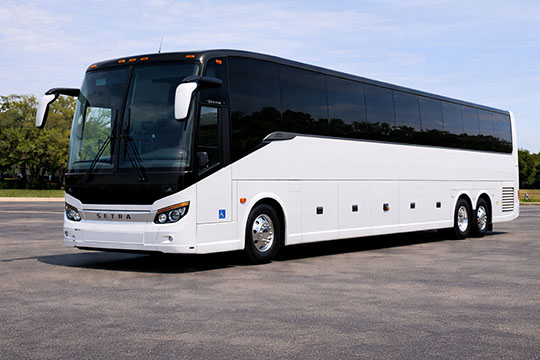 56-passenger charter bus available for charter in Conroe, TX
